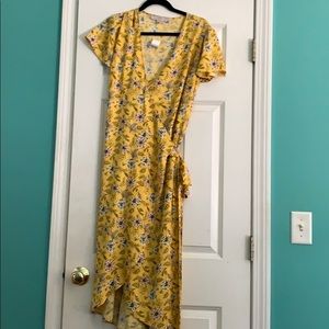 Yellow wrap dress